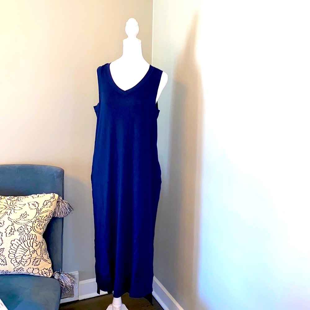 Maxi Dress Sleeveless Cozy Knit Navy